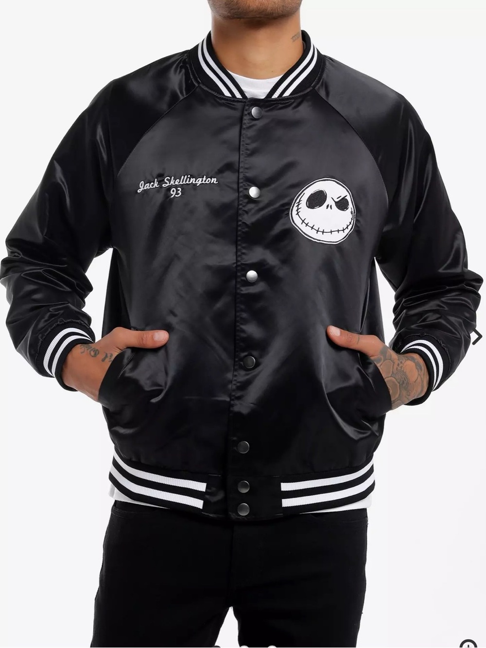 Our Universe Nightmare Before Christmas Satin Baseball Jacket